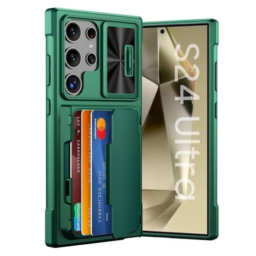 GooseBox for Samsung Galaxy S24 Ultra Wallet Case with?RFID Blocking? Card Holder & Camera Cover & Kickstand, Full Body Shockproof Wallet Case for S24 Ultra 6.8Inch 2024 for Women Men-Green(Upgraded)