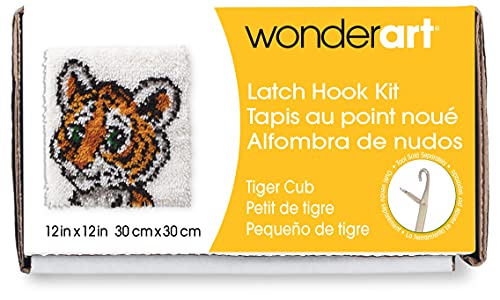 Image of Wonderart Tiger Cub Latch Hook Kit, 12 inch X 12 inch