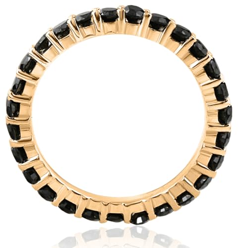 Pompeii 1 1/2ct Black Diamond Eternity Ring 14k Yellow Gold Womens Stackable Band2