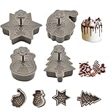 Juego de 4 cortadores de Galletas navideños PP 3D, Sellos navideños con diseño de muñeco de Nieve, Papá Noel, árbol y Copo de Nieve, Herramientas para Hornear para Fiestas navideñas en casa, moldes