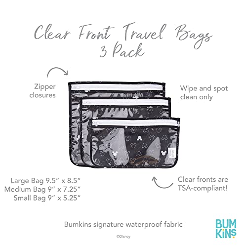 Bumkins Travel Bag, Disney Mickey Mouse Toiletry, Baby, Tsa Approved Pouch, Zip Bag, Quart Size Compliant, Clear-Sided, Diaper Bag Organization, Makeup, Accessories #TOP2