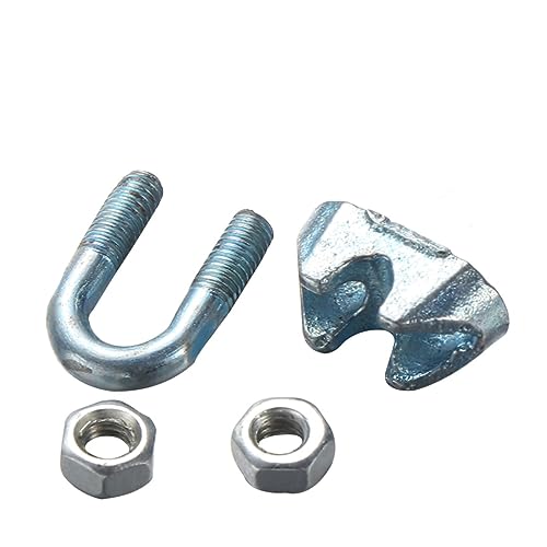 Cabilock 24 Pcs Wire Rope Cable Clamp Clip Covers Cord Clamp Galvanized Wire Fence Cable Wire Garden Crimping Cable Clamps Galvanized Silver