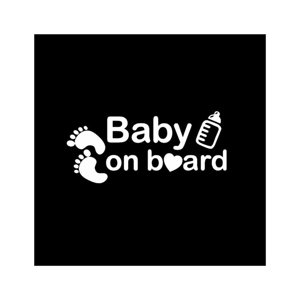 Exterior Accessories Decal Personality Baby On Board Milk Bottle Love Footprints Car Sticker Laptop Vinyl Decals(White,13cm x 6cm)