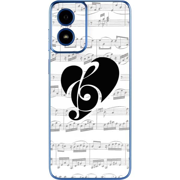 Skinit Decal Phone Skin Compatible with Moto G Play 4G - BW Musical Notes Design