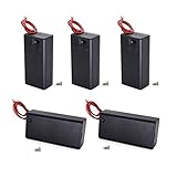 9V Battery Holder with Switch Leads Wires 9 Volt Battery Case Cover Holders Storage Box ON/Off Switch Cap (5-Pack)