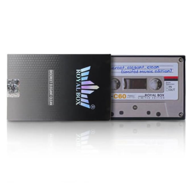 Original Black Royal Box Cassette Black 8 Compartment Snuff Wallet Box with Built in 3 Metal Alloy Straw