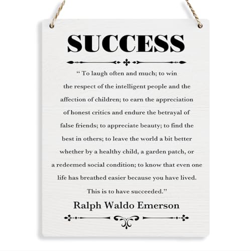Motivational Wall Art Success Poem Wall Decor Ralph Waldo Emerson Quote Wooden Hanging Sign...