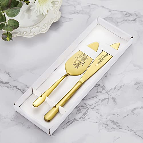 Aw Bridal Personalized Gold Cake Cutting Set For Wedding, Stainless Steel Cake Knife Gold Pie Server Gift For Parties, Receptions, Birthdays//Dk2201Cpp04// #TOP3