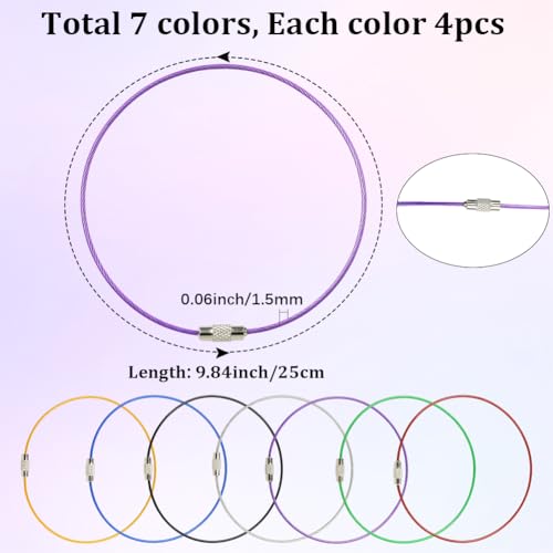 Image of SUNNYCLUE Stainless Steel Loops Wire Keychain Cable Large Key Rings Key Chain for Luggage Tags Key Tags Keyrings Kitchen