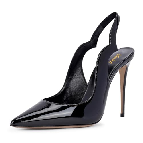 miss left Women Slingback Stiletto Heel Pointed Toe Pumps Slip On Sky High Heel Elastic Backstrap Sandals Comfort Party Dinner Shoes Size 4-16 US