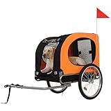 【Upgraded】 Dog Bike Trailer for Medium Large Dogs - Convertible to Jogging Stroller, 88Lbs Capacity, Waterproof & Ventilated Design with Safety Flag, Universal Hitch for 20-29' Bikes