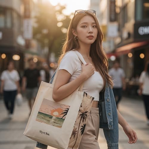 Bolso Tote de Lona con Bolsillo Interior con Cierre miniatura 2