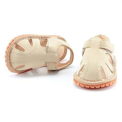 Image of SOFMUO Baby Boys Girls Squeaky Sandals Non-Slip Soft Rubber Sole Closed Toe Infant Summer Outdoor Shoes Toddler First Walkers