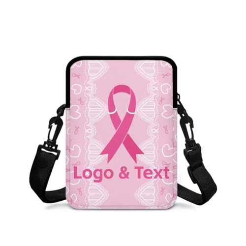 Image of Crossbody Bag for Women Sling Purse Pink Ribbon Cell Phone Holder with Straps