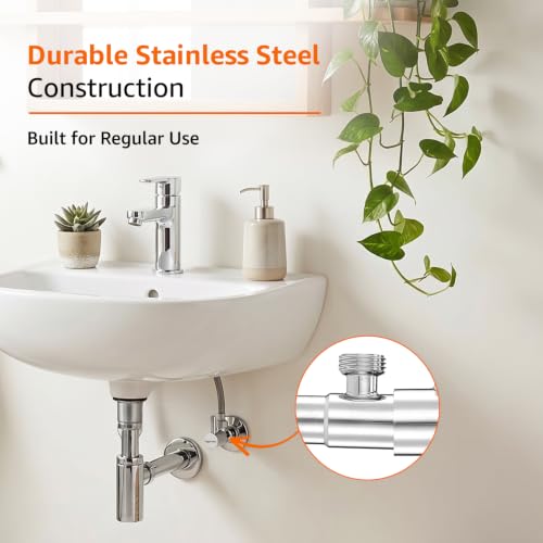 Image of Amazon Basics Angle Valve | Stainless Steel Body with Brass Cartridge and Wall Flange | 4 Pieces | Bathroom and Kitchen Use [Chrome]