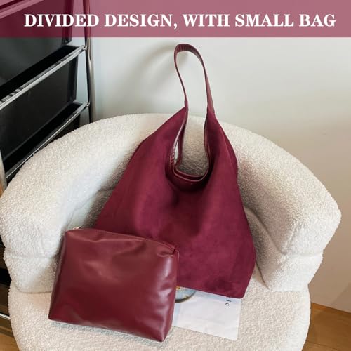Image of Suede Hobo Bag for Women - Brown Retro Slouchy Purse - 2025 Upgrade New Fall Collection