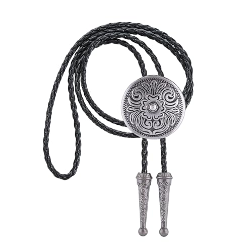 Image of GelConnie Floral Bolo Tie for Men Womens Bolo Tie Necklace Native American Black Men's Bolo Ties Western Cowboy Bolero Ties