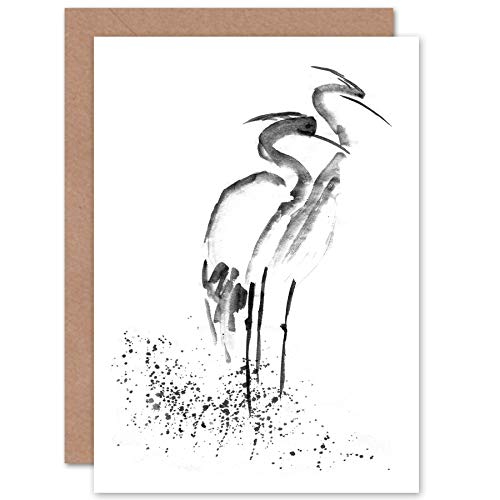 Wee Blue Coo Heron Ink Drawing Greeting Card With Envelope Inside Premium Quality