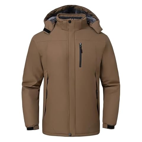 GAXIDES Mens Skiing Jacket Winter Coats Waterproof Windproof Rain Jackets for Men Snowboard Fishing Hiking Traveling Cycling Mountaineering with Zipper Pockets Brown 2XL Cover