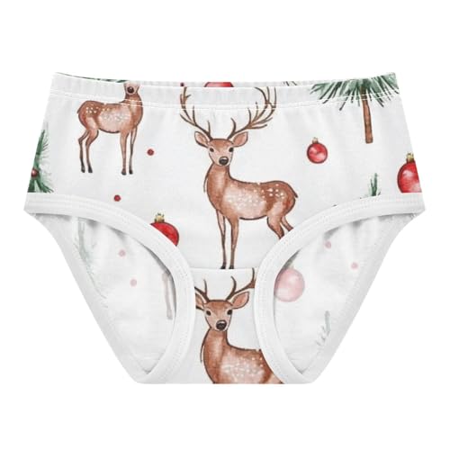 Girls' Stretchy Triangle Panties Comfort Underwear for Baby Girls Christmas Deer in Sizes 2T,3T, 4T, 5T, 6Y and 8Y
