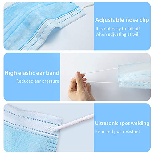 Máscaras descartáveis 50 peças, máscara respirável descartável casual, 3 pregas, com elástico para e