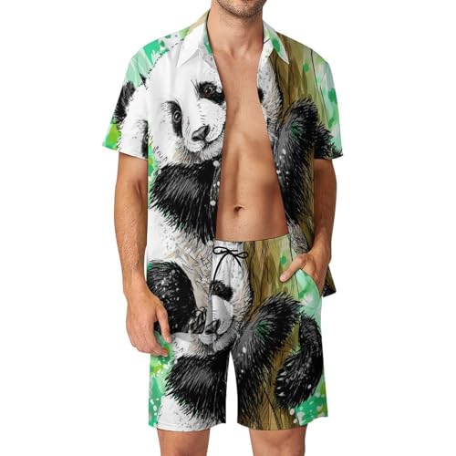 Ensemble 2 Pièces Chemise Hawaïenne Homme Pantalon Short Plage Fluide Taille S