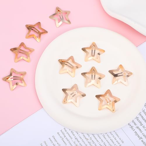 50 pinzas de estrella metálicas TIESOME 3.2 cm doradas miniatura 7