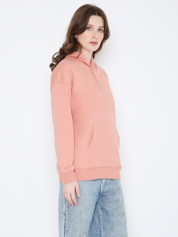 Image of BE SAVAGE Women's Solid Full Sleeves Cotton Hoodie