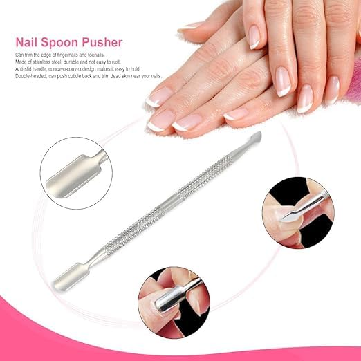 Alis Nail Pusher & Cutical Pusher Stainless Steel Manicure | Double-Ended Polish Remover Tool - Image 3