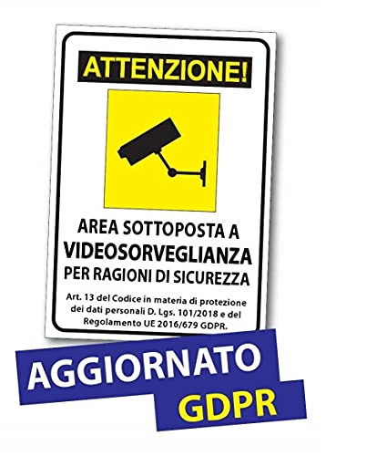 TABELLA CARTELLO ETICHETTA AREA VIDEOSORVEGLIATA ADESIVO 12X18 AREA VIDEOSORVEGL - Foto 6