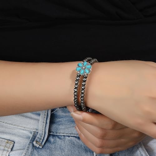 Navajo Pearl Bracelet for Women Turquoise Cuff Bracelet Boho Beaded Western Bracelets Navajo Pearl Jewelry GIft4