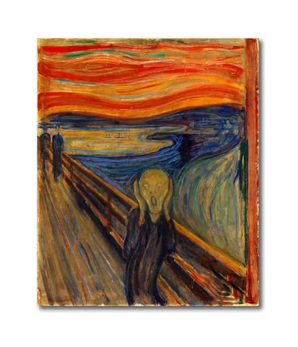 Image of Sikhash Edvard Munch Canvas Paintings The Scream Expressionist Art | Famous Artist Wall Art for Elegant Decoration | 23x19 Inches Unframed