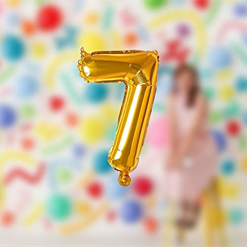 Image of AMFIN 17 inch 7 Number Foil Balloon, Birthday Decoration Items [Helium Supported] - Gold