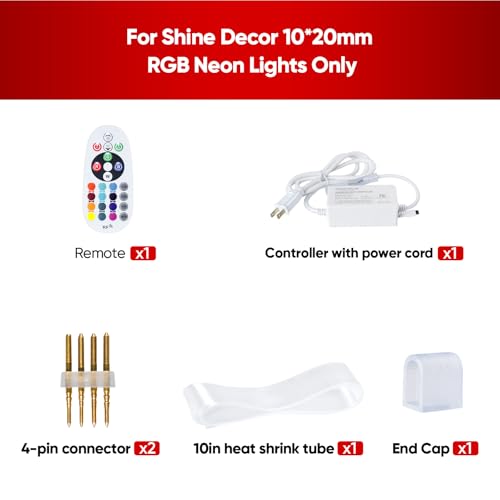 Image of Shine Decor Controller with Remote, Power Supply for 10mm W x 20mm H LED RGB Neon Rope Lights Only