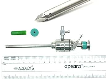Trocar Laparoscopico ADDLER 5mm, Metallo Spirale, Punta Piramidale, Set 2 Pezzi, India