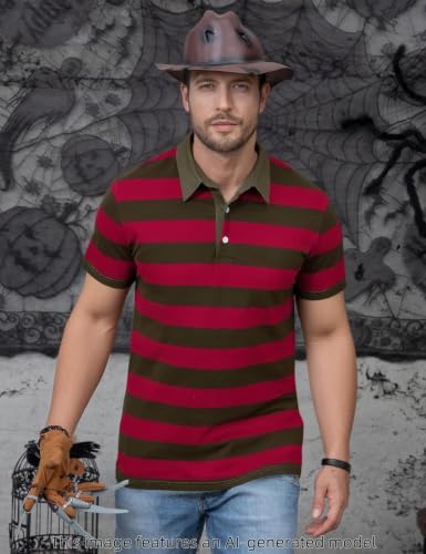 Camiseta polo de hombre Funny World de algodón a rayas ajustada regular de manga corta para golf casual miniatura 3