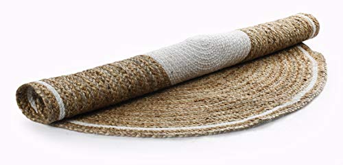 Alfombra redonda de yute blanco Hanmade para decorar tu comedor y cocina 7