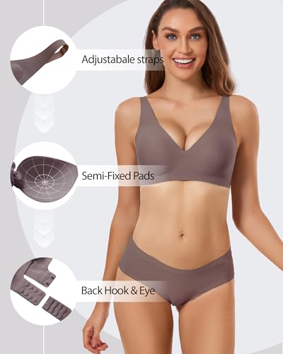 Image of Gailife Deep V Jelly Bras for Women No Underwire Wireless Seamless Push Up Bra Comfort Support Plunge Bralette Full Coverage