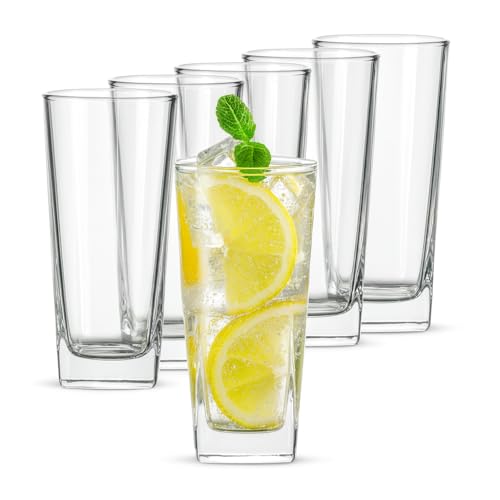 Image of 6-Piece Water & Juice Glass Set - 285 ml Clear Glass Tumblers for Water, Juice, Cold Drinks - Elegant & Durable Drinking Glassware for Home, Party, Kitchen & Everyday Use M