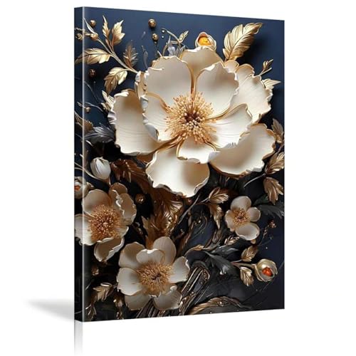 Affiche murale abstraite fleur blanche 30x45cm encadrée