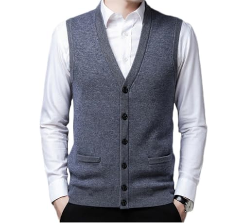 Men's Wool Vest Winter Sleeveless Knitted Sweater Slim Casual V-Neck Warm Waistcoat Business Autumn Cardigan2