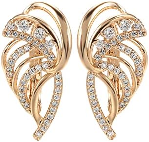 Shining Diva Fashion 18k Rose Gold Plated Latest Stylish Copper Zircon Earrings for Women and Girls (14468er)