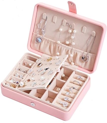 DACUDA Cajas de joyería Estuche de Cuero para joyería 1 Pieza Organizador de joyería portátil Estuche de Almacenamiento de PU Exhibición de Pulseras Pendientes Almacenamiento de
