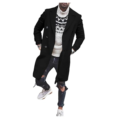 Men's Peacoat Jackets Long Trench Coat Single Breasted Jacket
