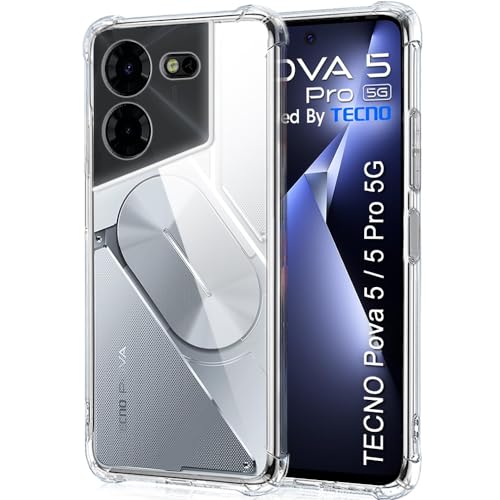 TheGiftKart Back Cover for Tecno Pova 5/5 Pro 5G | Shockproof Clear Soft TPU Case | Cushioned Edges for Ultimate Protection Back Cover Case for Tecno 