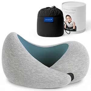 Ostrichpillow Go Neck Pillow, Travel Pillows for Airplanes, Premium Memory Foam Travel Pillow, 360º Ergonomic Design, Asymmetrical Sides, Travel Bag Included, Washable Modal Cover