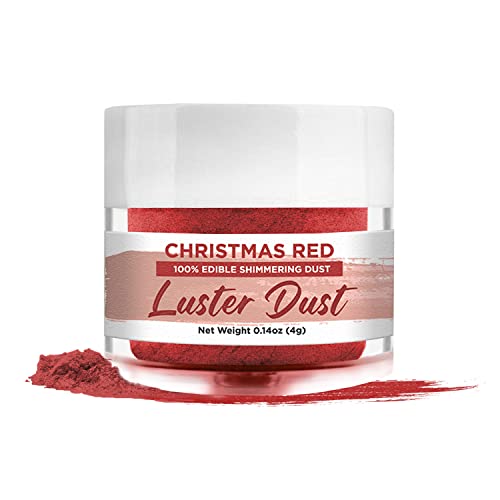 BAKELL Edible Christmas Red Luster Dust & Paint | LUSTER DUST | KOSHER Certified | Halal Certified Paint, Powder & Dust | 100% Edible & Food Grade| Cakes, Vegan Paint & Dust (Christmas Red)