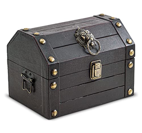 DARO Design - Schatztruhe, Schatzkiste, Holztruhe, Piratenkiste, Geschenk-Box mit Deckel 22x16x16 cm