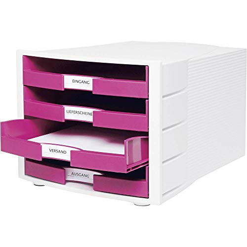 HAN Schubladenbox IMPULS, DIN A4/C4, 4 offene Schubladen, weiß-Trend Colour pink