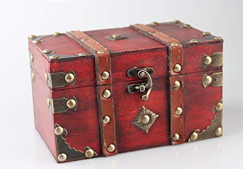 Exasinine Wooden Vintage Treasure Chest Trinket Box Metal Decoration Jewelry Box Small Gift Box #TOP1